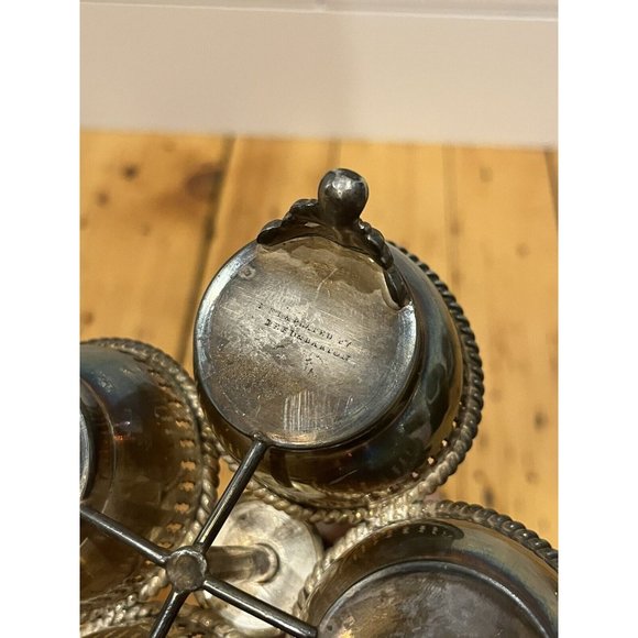 RARE Antique Reed & Barton #165 Cruet Set - Vintage Egg Holder - Condiment Caddy - Picture 7 of 7